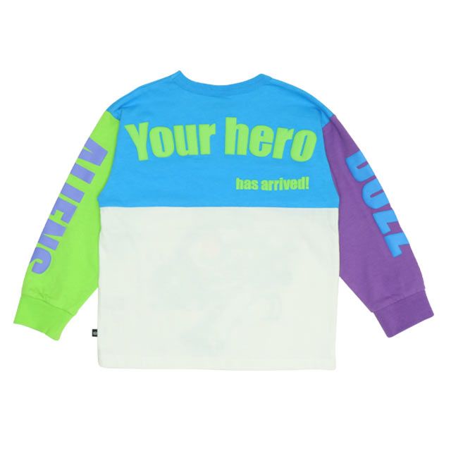 【ベビードール】バズ リトルグリーンメン 切り替えキャラクターロンT 0726K / ベビーサイズ キッズ トップス 長袖 Tシャツ クルーネック カットソー 天竺素材