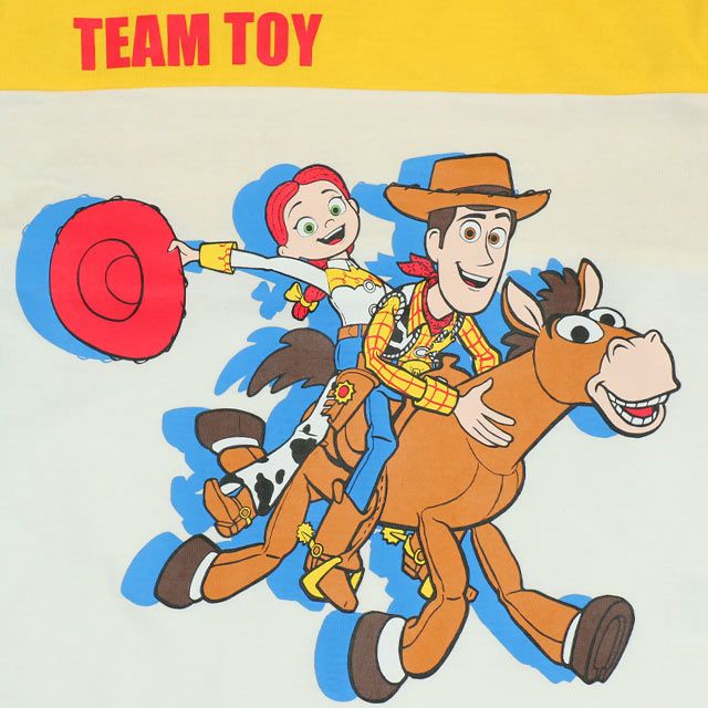 【ベビードール】ウッディ ジェシー 切り替えキャラクターロンT 0726K / ベビーサイズ キッズ トップス 長袖 Tシャツ クルーネック カットソー 天竺素材 ブルズアイ