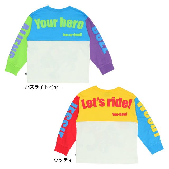 【ベビードール】ウッディ ジェシー 切り替えキャラクターロンT 0726K / ベビーサイズ キッズ トップス 長袖 Tシャツ クルーネック カットソー 天竺素材 ブルズアイ