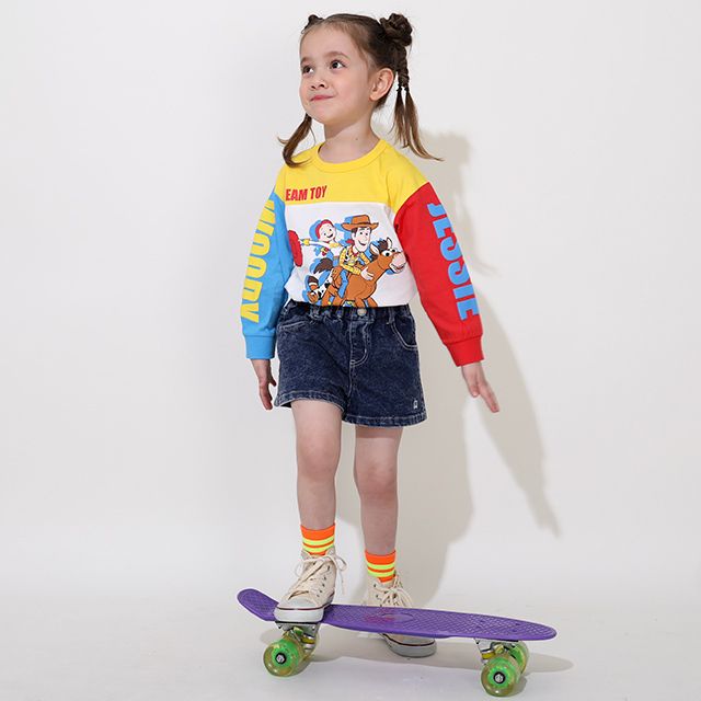 【ベビードール】ウッディ ジェシー 切り替えキャラクターロンT 0726K / ベビーサイズ キッズ トップス 長袖 Tシャツ クルーネック カットソー 天竺素材 ブルズアイ