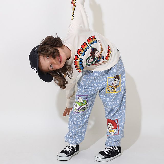 【ベビードール】トイ・ストーリー 抜染キャラクターデニムロングパンツ 0727K / ベビーサイズ キッズ ボトムス 長ズボン ジーパン ジーンズ テーパードパンツ ウエスト総ゴム ゴム穴付き ゆったり 楽ちん ウッディ バズ ジェシー リトルグリーンメン