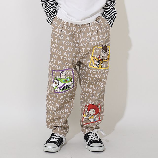 【ベビードール】トイ・ストーリー 抜染キャラクターデニムロングパンツ 0727K / ベビーサイズ キッズ ボトムス 長ズボン ジーパン ジーンズ テーパードパンツ ウエスト総ゴム ゴム穴付き ゆったり 楽ちん ウッディ バズ ジェシー リトルグリーンメン