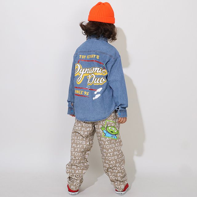 【ベビードール】トイ・ストーリー 抜染キャラクターデニムロングパンツ 0727K / ベビーサイズ キッズ ボトムス 長ズボン ジーパン ジーンズ テーパードパンツ ウエスト総ゴム ゴム穴付き ゆったり 楽ちん ウッディ バズ ジェシー リトルグリーンメン