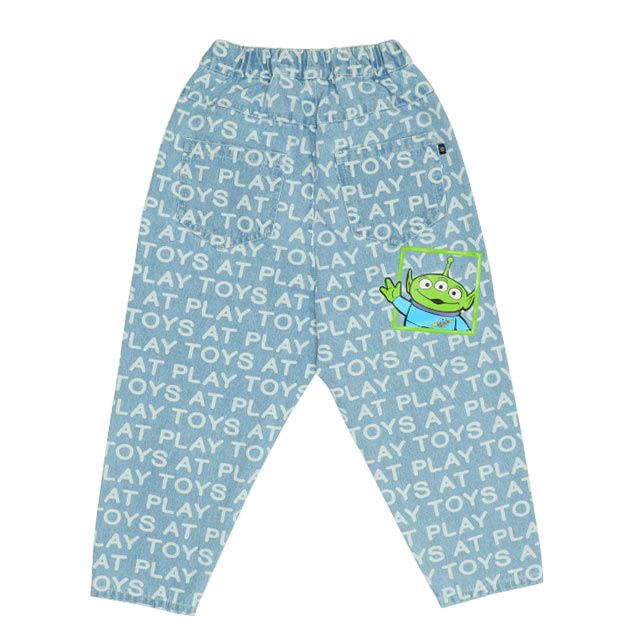 【ベビードール】トイ・ストーリー 抜染キャラクターデニムロングパンツ 0727K / ベビーサイズ キッズ ボトムス 長ズボン ジーパン ジーンズ テーパードパンツ ウエスト総ゴム ゴム穴付き ゆったり 楽ちん ウッディ バズ ジェシー リトルグリーンメン