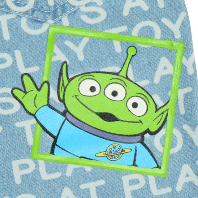 【ベビードール】トイ・ストーリー 抜染キャラクターデニムロングパンツ 0727K / ベビーサイズ キッズ ボトムス 長ズボン ジーパン ジーンズ テーパードパンツ ウエスト総ゴム ゴム穴付き ゆったり 楽ちん ウッディ バズ ジェシー リトルグリーンメン