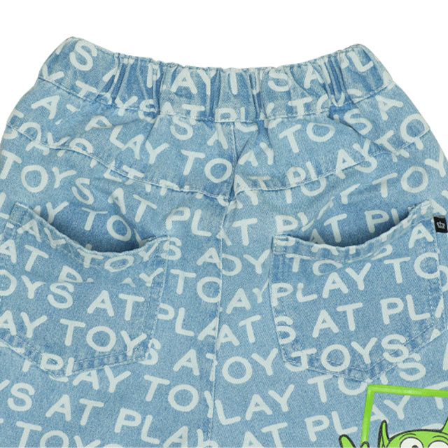 【ベビードール】トイ・ストーリー 抜染キャラクターデニムロングパンツ 0727K / ベビーサイズ キッズ ボトムス 長ズボン ジーパン ジーンズ テーパードパンツ ウエスト総ゴム ゴム穴付き ゆったり 楽ちん ウッディ バズ ジェシー リトルグリーンメン