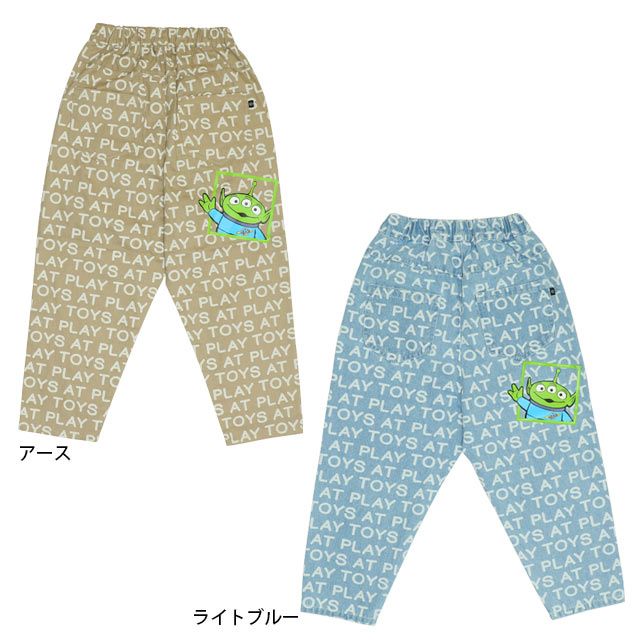 【ベビードール】トイ・ストーリー 抜染キャラクターデニムロングパンツ 0727K / ベビーサイズ キッズ ボトムス 長ズボン ジーパン ジーンズ テーパードパンツ ウエスト総ゴム ゴム穴付き ゆったり 楽ちん ウッディ バズ ジェシー リトルグリーンメン