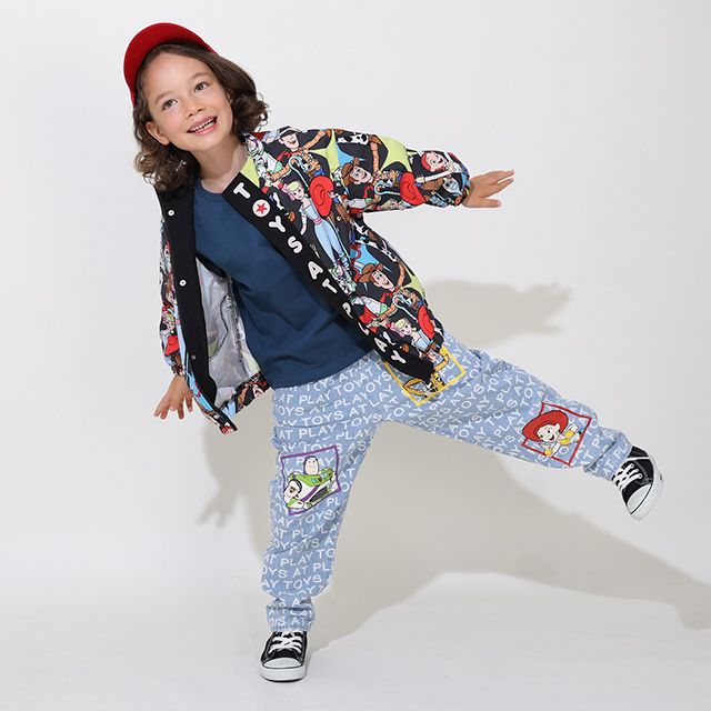 【ベビードール】トイ・ストーリー 抜染キャラクターデニムロングパンツ 0727K / ベビーサイズ キッズ ボトムス 長ズボン ジーパン ジーンズ テーパードパンツ ウエスト総ゴム ゴム穴付き ゆったり 楽ちん ウッディ バズ ジェシー リトルグリーンメン