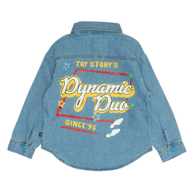 【ベビードール】ウッディ バズ 親子お揃い キャラクター刺繍シャツ 0732K / ベビーサイズ キッズ トップス 長袖 デニムシャツ 羽織り リンクコーデ ペアルック 親子コーデ