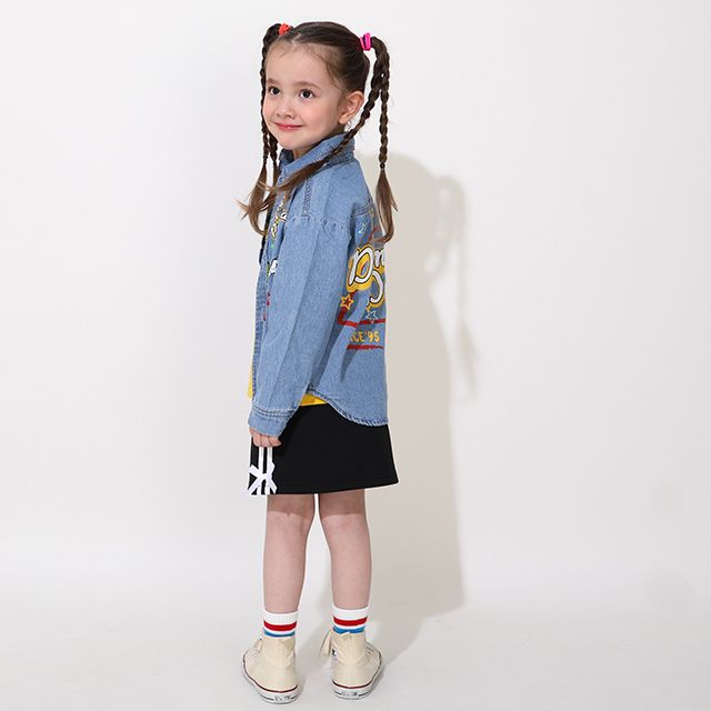 【ベビードール】ウッディ バズ 親子お揃い キャラクター刺繍シャツ 0732K / ベビーサイズ キッズ トップス 長袖 デニムシャツ 羽織り リンクコーデ ペアルック 親子コーデ