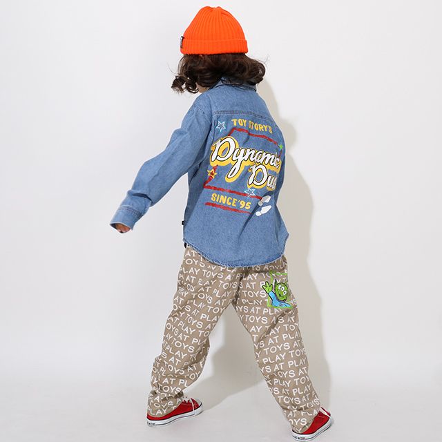 【ベビードール】ウッディ バズ 親子お揃い キャラクター刺繍シャツ 0732K / ベビーサイズ キッズ トップス 長袖 デニムシャツ 羽織り リンクコーデ ペアルック 親子コーデ