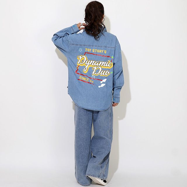 【ベビードール】ウッディ バズ 親子お揃い キャラクター刺繍シャツ 0732A / 大人 ユニセックス 男女兼用 リンクコーデ ペアルック 親子コーデ トップス 長袖 デニムシャツ 羽織り