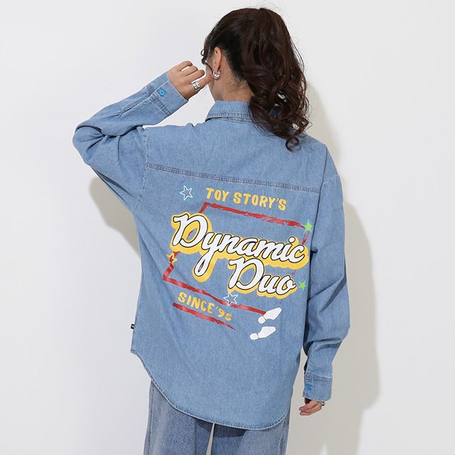 【ベビードール】ウッディ バズ 親子お揃い キャラクター刺繍シャツ 0732A / 大人 ユニセックス 男女兼用 リンクコーデ ペアルック 親子コーデ トップス 長袖 デニムシャツ 羽織り