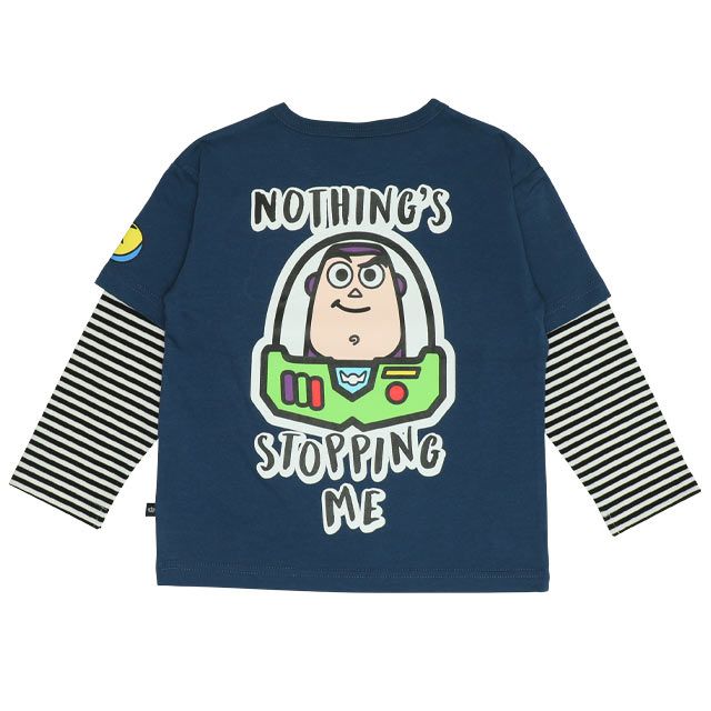 【ベビードール】バズ 親子お揃い 重ね着風ロンT 0733K / ベビーサイズ キッズ トップス 長袖 Tシャツ クルーネック カットソー レイヤード風 リンクコーデ ペアルック 親子コーデ 天竺素材 ボーダー