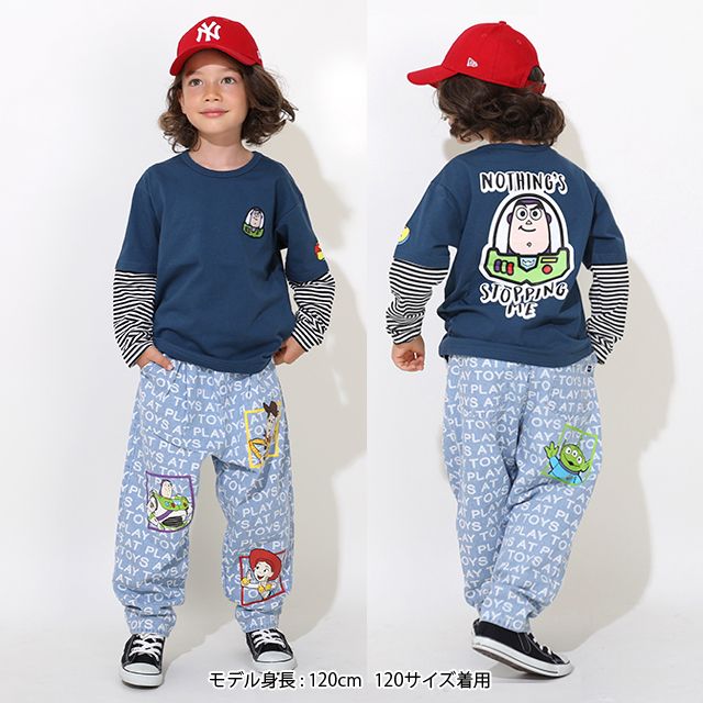 【ベビードール】バズ 親子お揃い 重ね着風ロンT 0733K / ベビーサイズ キッズ トップス 長袖 Tシャツ クルーネック カットソー レイヤード風 リンクコーデ ペアルック 親子コーデ 天竺素材 ボーダー