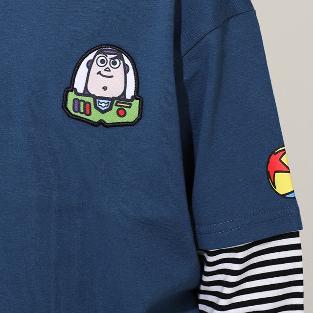 【ベビードール】バズ 親子お揃い 重ね着風ロンT 0733K / ベビーサイズ キッズ トップス 長袖 Tシャツ クルーネック カットソー レイヤード風 リンクコーデ ペアルック 親子コーデ 天竺素材 ボーダー