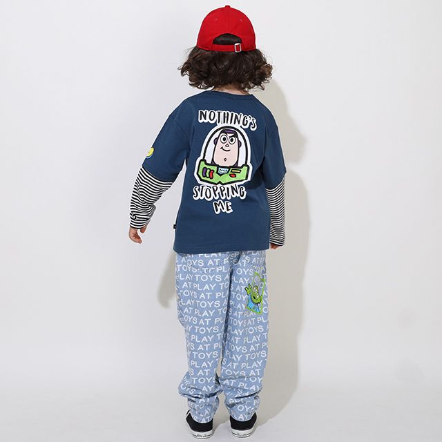 【ベビードール】バズ 親子お揃い 重ね着風ロンT 0733K / ベビーサイズ キッズ トップス 長袖 Tシャツ クルーネック カットソー レイヤード風 リンクコーデ ペアルック 親子コーデ 天竺素材 ボーダー