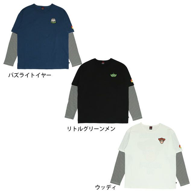 【ベビードール】バズ 親子お揃い 重ね着風ロンT 0733A / 大人 ユニセックス 男女兼用 リンクコーデ ペアルック 親子コーデ トップス 長袖 クルーネック カットソー レイヤード風 天竺素材 ボーダー