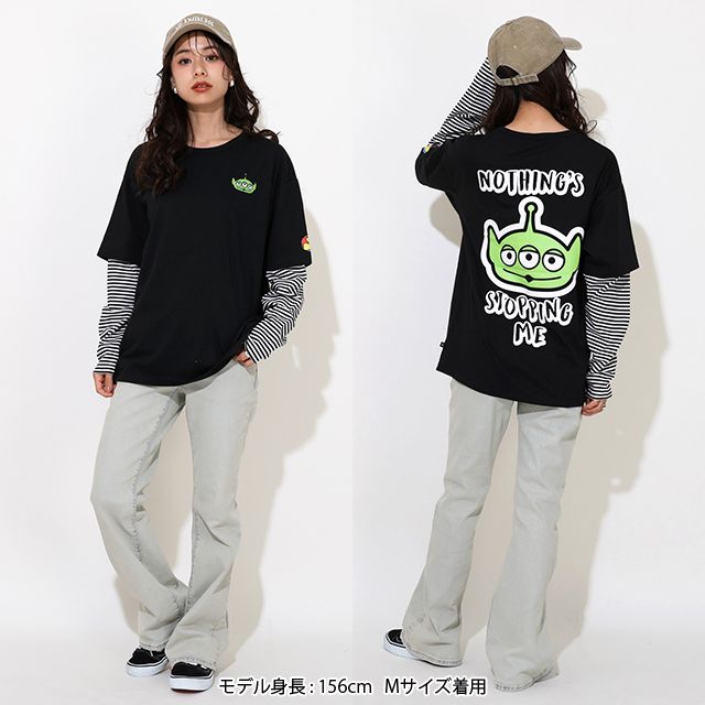 【ベビードール】ウッディ 親子お揃い 重ね着風ロンT 0733A / 大人 ユニセックス 男女兼用 リンクコーデ ペアルック 親子コーデ トップス 長袖 クルーネック カットソー レイヤード風 天竺素材 ボーダー