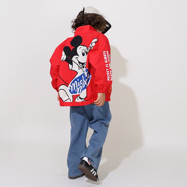 【ベビードール】ミッキー BIGキャラクター【合体】ウインドブレーカー 0761K / ベビーサイズ キッズ トップス 長袖 アウター 羽織り ブルゾン 撥水加工 別売のボアアウターとドッキング（合体）して冬でも大活躍