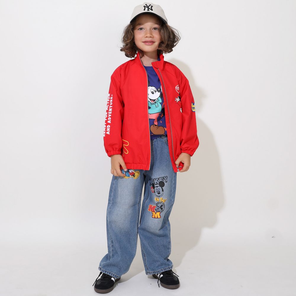 【ベビードール】ミッキー BIGキャラクター【合体】ウインドブレーカー 0761K / ベビーサイズ キッズ トップス 長袖 アウター 羽織り ブルゾン 撥水加工 別売のボアアウターとドッキング（合体）して冬でも大活躍