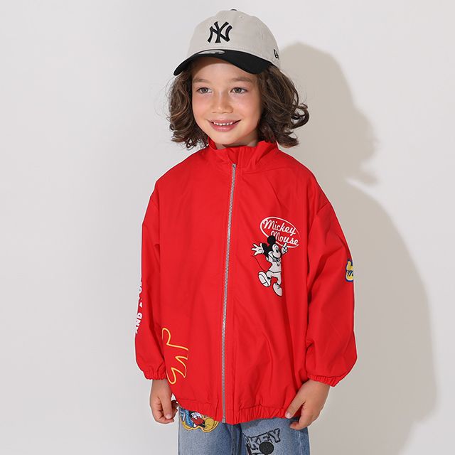 【ベビードール】ミッキー BIGキャラクター【合体】ウインドブレーカー 0761K / ベビーサイズ キッズ トップス 長袖 アウター 羽織り ブルゾン 撥水加工 別売のボアアウターとドッキング（合体）して冬でも大活躍