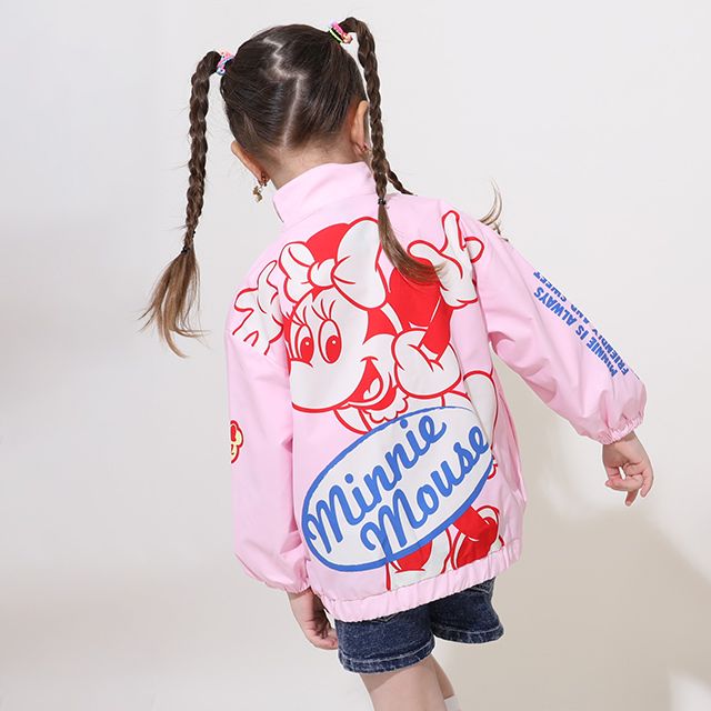 【ベビードール】ミニー BIGキャラクター【合体】ウインドブレーカー 0761K / ベビーサイズ キッズ トップス 長袖 アウター 羽織り ブルゾン 撥水加工 別売のボアアウターとドッキング（合体）して冬でも大活躍