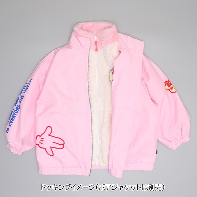 【ベビードール】ミニー BIGキャラクター【合体】ウインドブレーカー 0761K / ベビーサイズ キッズ トップス 長袖 アウター 羽織り ブルゾン 撥水加工 別売のボアアウターとドッキング（合体）して冬でも大活躍