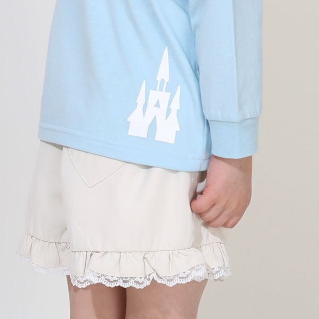 【ベビードール】アナ エルサ プリンセス / ラメロンT 0770K / ベビーサイズ キッズ トップス 長袖 Tシャツ シフォン フリル ラメ キラキラ 天竺素材