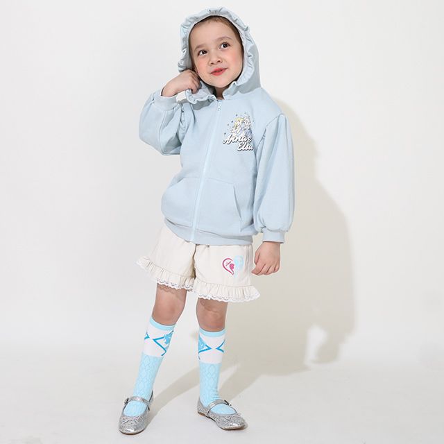 【ベビードール】アナ エルサ プリンセス / フリルショートパンツ 0771K / キッズ ベビーサイズ ボトムス 短パン レース フリル ウエスト総ゴム ゴム穴付き フェイクボタン シワになりにくい 速乾 ガーリー ハート