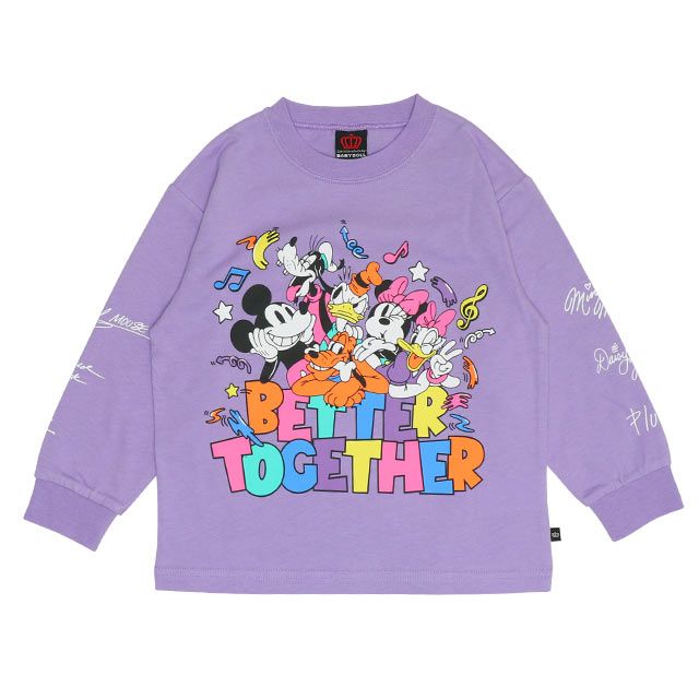 【ベビードール】ミッキー＆フレンズ 親子お揃い キャラクター集合ロンT 0767K / ベビーサイズ キッズ トップス 長袖 Tシャツ リンクコーデ ペアルック 親子コーデ 天竺素材