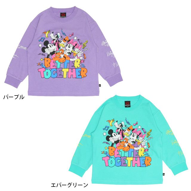 【ベビードール】ミッキー＆フレンズ 親子お揃い キャラクター集合ロンT 0767K / ベビーサイズ キッズ トップス 長袖 Tシャツ リンクコーデ ペアルック 親子コーデ 天竺素材