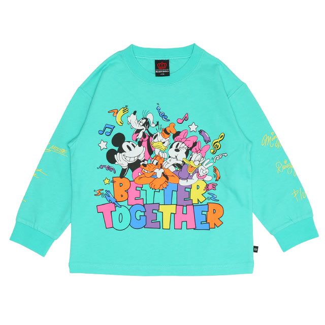 【ベビードール】ミッキー＆フレンズ 親子お揃い キャラクター集合ロンT 0767K / ベビーサイズ キッズ トップス 長袖 Tシャツ リンクコーデ ペアルック 親子コーデ 天竺素材