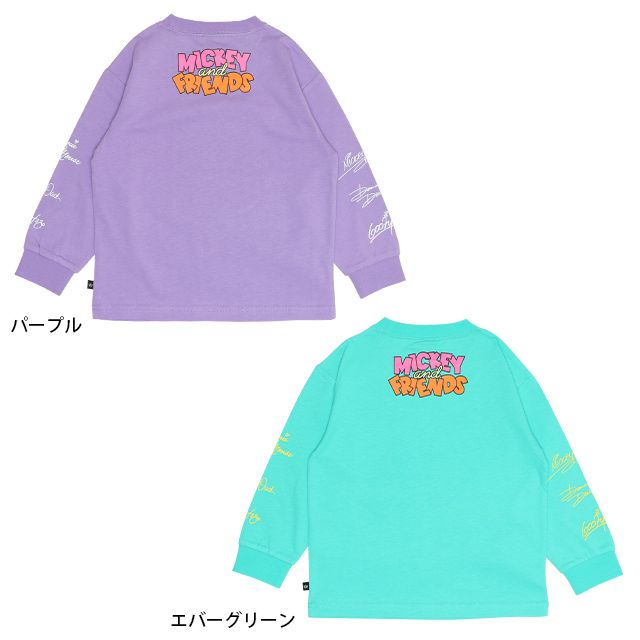 【ベビードール】ミッキー＆フレンズ 親子お揃い キャラクター集合ロンT 0767K / ベビーサイズ キッズ トップス 長袖 Tシャツ リンクコーデ ペアルック 親子コーデ 天竺素材