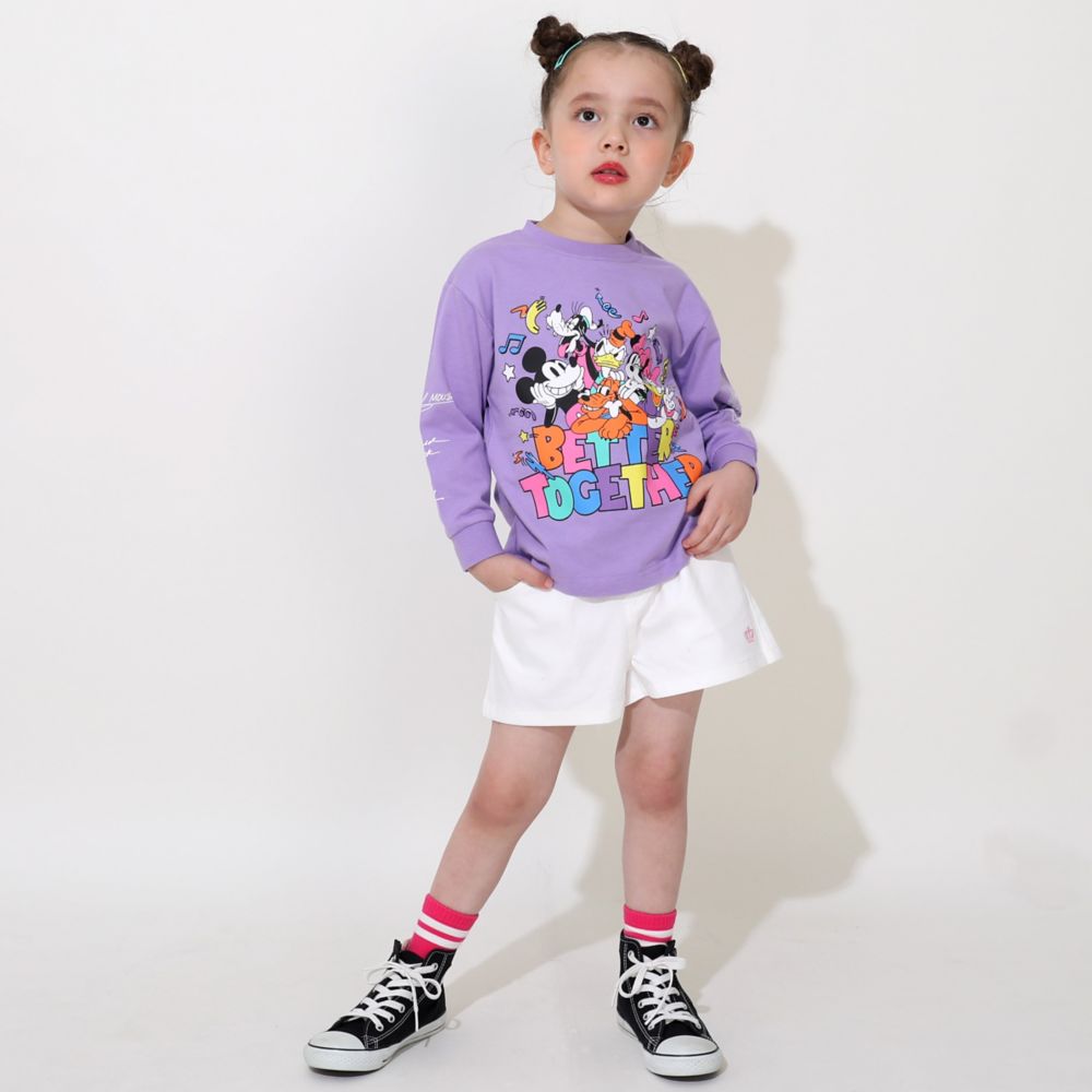 【ベビードール】ミッキー＆フレンズ 親子お揃い キャラクター集合ロンT 0767K / ベビーサイズ キッズ トップス 長袖 Tシャツ リンクコーデ ペアルック 親子コーデ 天竺素材