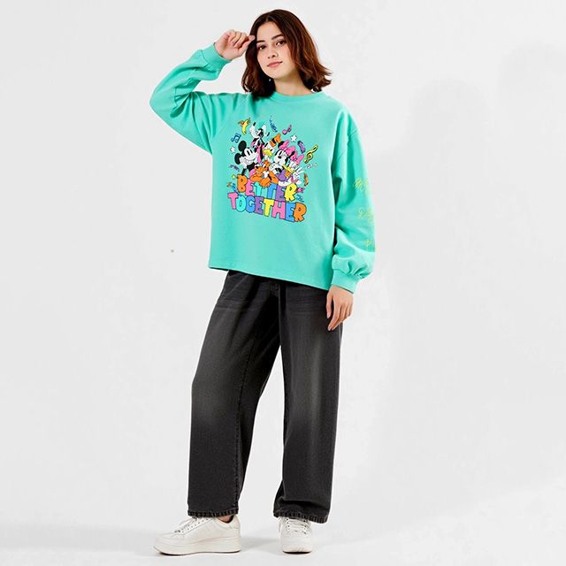 【ベビードール】ミッキー＆フレンズ 親子お揃い キャラクター集合ロンT 0767A / 大人 ユニセックス 男女兼用 リンクコーデ ペアルック 親子コーデ トップス 長袖 Tシャツ 天竺素材