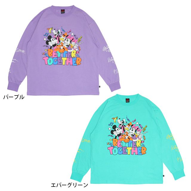 【ベビードール】ミッキー＆フレンズ 親子お揃い キャラクター集合ロンT 0767A / 大人 ユニセックス 男女兼用 リンクコーデ ペアルック 親子コーデ トップス 長袖 Tシャツ 天竺素材