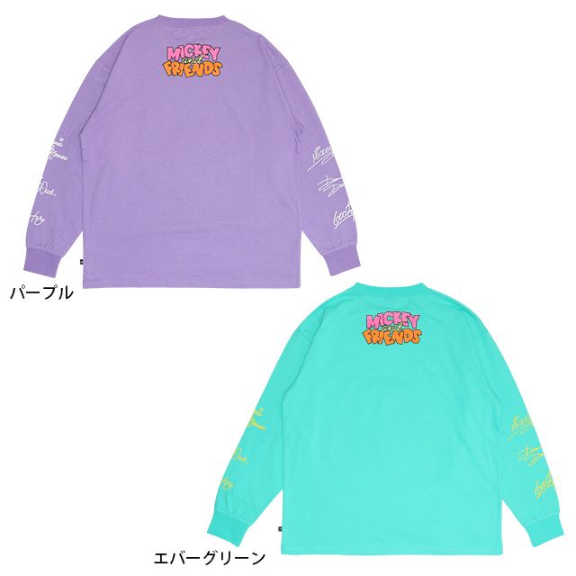 【ベビードール】ミッキー＆フレンズ 親子お揃い キャラクター集合ロンT 0767A / 大人 ユニセックス 男女兼用 リンクコーデ ペアルック 親子コーデ トップス 長袖 Tシャツ 天竺素材