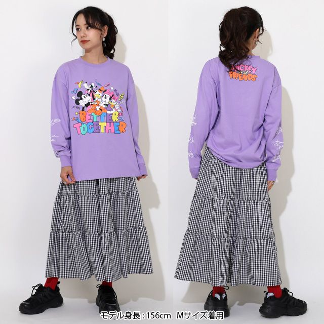 【ベビードール】ミッキー＆フレンズ 親子お揃い キャラクター集合ロンT 0767A / 大人 ユニセックス 男女兼用 リンクコーデ ペアルック 親子コーデ トップス 長袖 Tシャツ 天竺素材