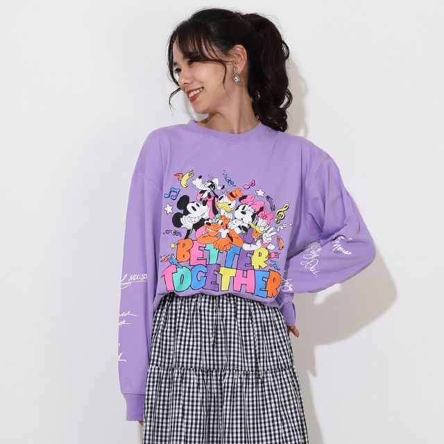 【ベビードール】ミッキー＆フレンズ 親子お揃い キャラクター集合ロンT 0767A / 大人 ユニセックス 男女兼用 リンクコーデ ペアルック 親子コーデ トップス 長袖 Tシャツ 天竺素材