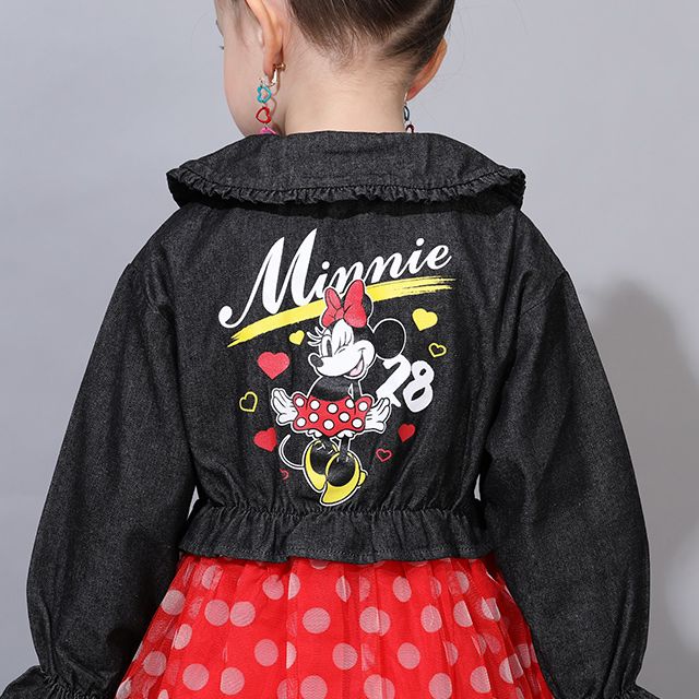 【ベビードール】ミニー デニムシャツドッキングワンピース 0768K / ベビーサイズ キッズ 長袖 シャツ ワンピース スカート デニム チュール フリル 楽ちん ガーリー