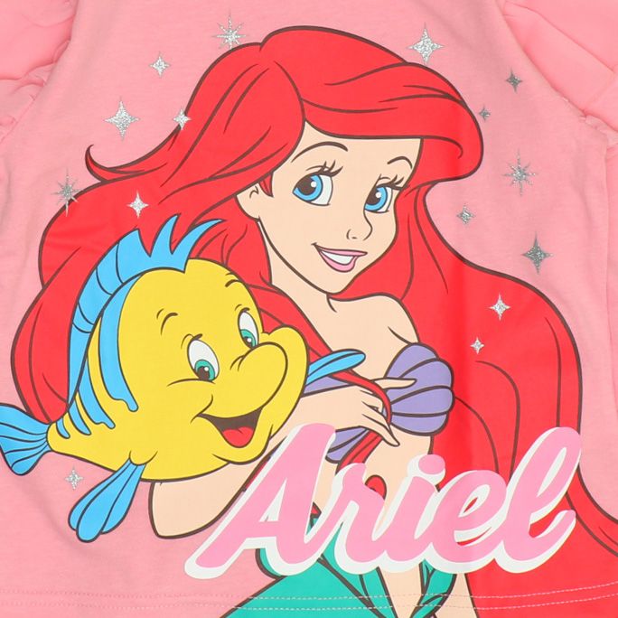 【ベビードール】アリエル プリンセス / ラメロンT 0770K / ベビーサイズ キッズ トップス 長袖 Tシャツ シフォン フリル ラメ キラキラ 天竺素材 フランダー