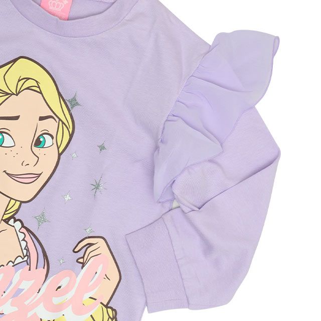 【ベビードール】ベル プリンセス / ラメロンT 0770K / ベビーサイズ キッズ トップス 長袖 Tシャツ シフォン フリル ラメ キラキラ 天竺素材 チップ