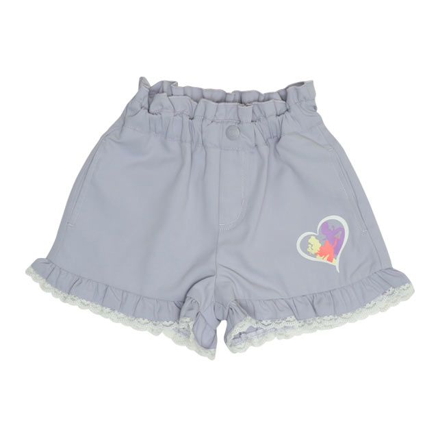 【ベビードール】ラプンツェル アリエル ベル プリンセス / フリルショートパンツ 0771K / キッズ ベビーサイズ ボトムス 短パン レース フリル ウエスト総ゴム ゴム穴付き フェイクボタン シワになりにくい 速乾 ガーリー ハート