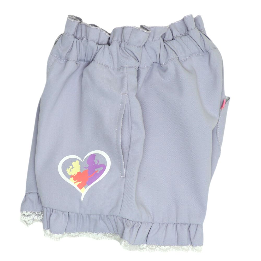 【ベビードール】ラプンツェル アリエル ベル プリンセス / フリルショートパンツ 0771K / キッズ ベビーサイズ ボトムス 短パン レース フリル ウエスト総ゴム ゴム穴付き フェイクボタン シワになりにくい 速乾 ガーリー ハート