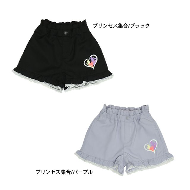 【ベビードール】ラプンツェル アリエル ベル プリンセス / フリルショートパンツ 0771K / キッズ ベビーサイズ ボトムス 短パン レース フリル ウエスト総ゴム ゴム穴付き フェイクボタン シワになりにくい 速乾 ガーリー ハート