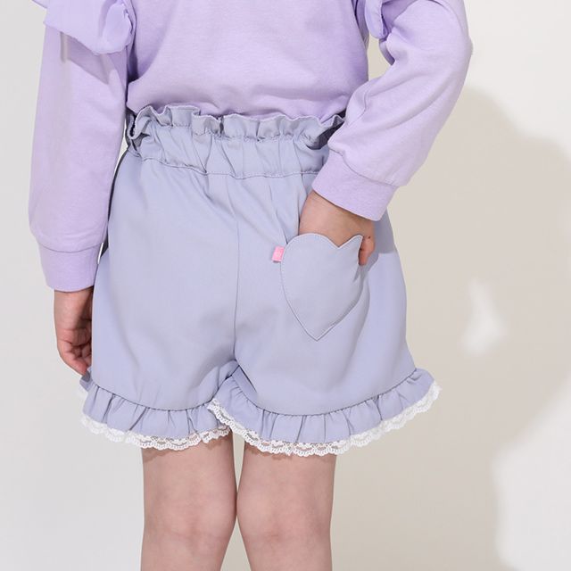 【ベビードール】ラプンツェル アリエル ベル プリンセス / フリルショートパンツ 0771K / キッズ ベビーサイズ ボトムス 短パン レース フリル ウエスト総ゴム ゴム穴付き フェイクボタン シワになりにくい 速乾 ガーリー ハート