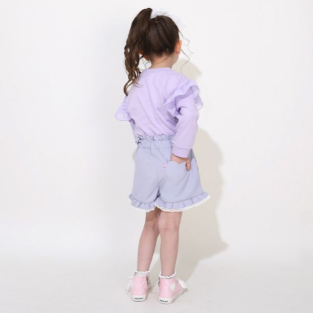 【ベビードール】ラプンツェル アリエル ベル プリンセス / フリルショートパンツ 0771K / キッズ ベビーサイズ ボトムス 短パン レース フリル ウエスト総ゴム ゴム穴付き フェイクボタン シワになりにくい 速乾 ガーリー ハート