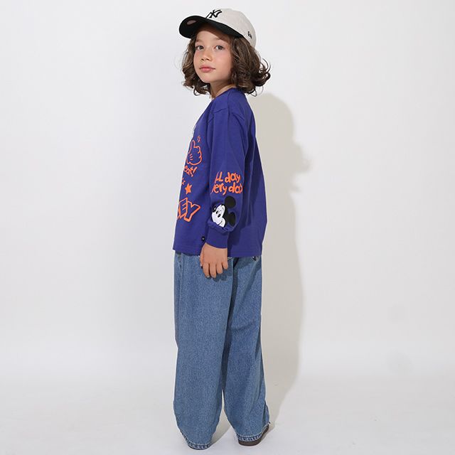 【ベビードール】ミッキー ラクガキロンT 0773K / ベビーサイズ キッズ トップス 長袖 Tシャツ クルーネック カットソー 天竺素材