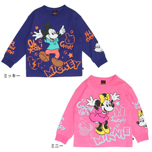 【ベビードール】ミニー ラクガキロンT 0773K / ベビーサイズ キッズ トップス 長袖 Tシャツ クルーネック カットソー 天竺素材